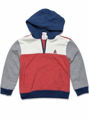 Flapdoodles Red, Navy & Gray Colorblock Quarter-Zip Hoodie
